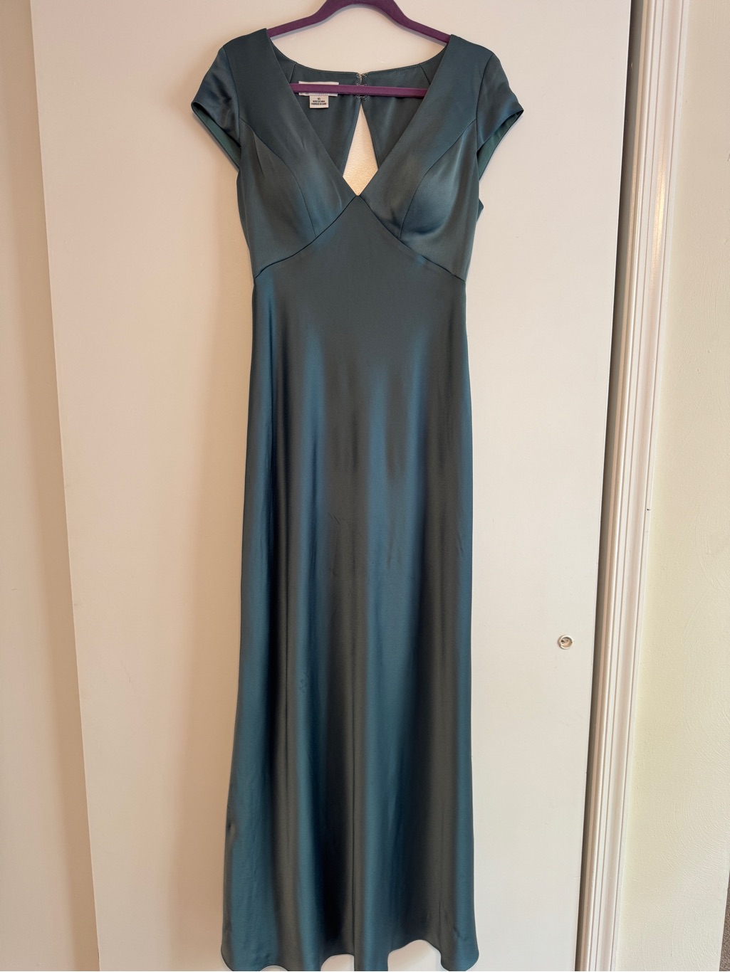 Jenny Yoo Agave Satin Maxi Dress With Cap Sleeves
